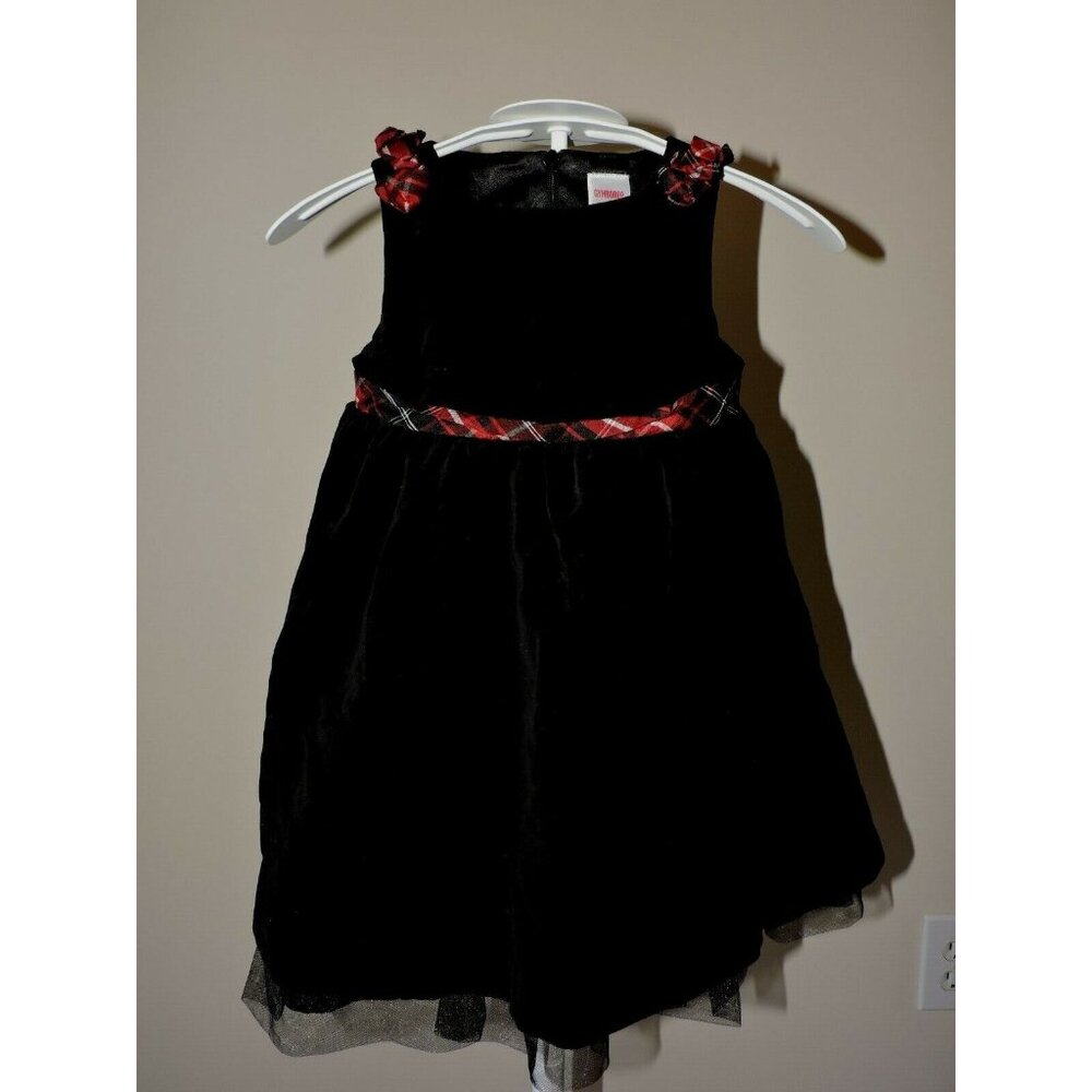 Gymboree Christmas Dress Holiday Classics Black Velvet Red Plaid Tulle 18-24M